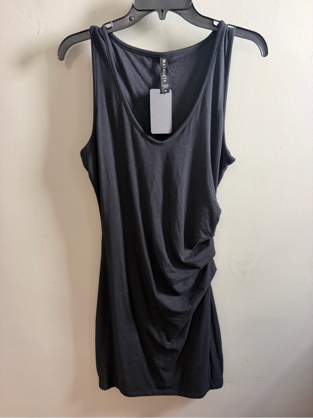 Athleta Black Ruched Tank Dress - Women's